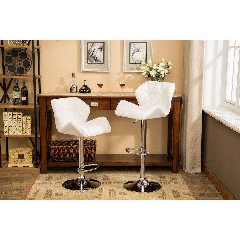 Roundhill Furniture Glasgow Contemporary Tufted Adjustable Height Hydraulic Bar Stools, Set of 2, Black