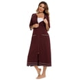 thumbnail image 4 of LOFIR Women Zipper Front Robes 3/4 Sleeve Loungewear Pockets Nightgown Loose-Fitting Ladies Long Sleepwear(Burgundy,L), 4 of 6