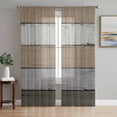 thumbnail image 2 of Sheer Curtains 84 inches Long 2 Panels Set Farmhouse Rustic Wood Texture Light Filtering Sheer Drapes Rod Pocket Window Curtains for Living Room/Bedroom, Brown Gray, 2 of 8