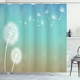 thumbnail image 1 of Ambesonne Dandelion Shower Curtain, Blowball on Wind, 69"Wx84"L, Turquoise Tan White, 1 of 3