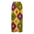 thumbnail image 3 of LWavelet Comfort Fabric Feather Bead Print Wide Leg Pants Women Mardi Gras Festive Wear Army Green S, 3 of 5