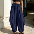 thumbnail image 4 of QSAWXQZ Women's Jogger Pants Drawstring Elastic Waist Loose Tapered Leg Trousers with Pockets Adjustable Hem Bottoms S, 4 of 9
