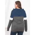thumbnail image 7 of JuneFish Women's Plus Size Long Sleeve Sweatshirts Color Block Hoodies Pullover with Pocket, 7 of 7
