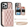 thumbnail image 4 of Mantto Wallet Case for iPhone 13 Pro Max, Shockproof  Detachable Wrist Strap with Shoulder Strap Zipper Purse Leather Case Cover,Rosegold, 4 of 8