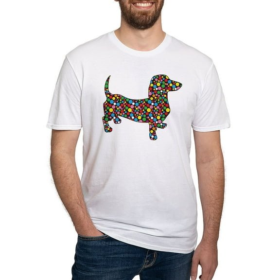 CafePress - Dachshund Polka Dots Fitted T Shirt - Fitted T-Shirt, Vintage Fit Soft Cotton Tee