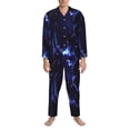 thumbnail image 3 of Fuzoiu Blue thunder bolt light Print Men's Long-Sleeved Pajama,Lounge Button Down Nightwear,Mens Notch Collar Pajama Set-Medium, 3 of 7