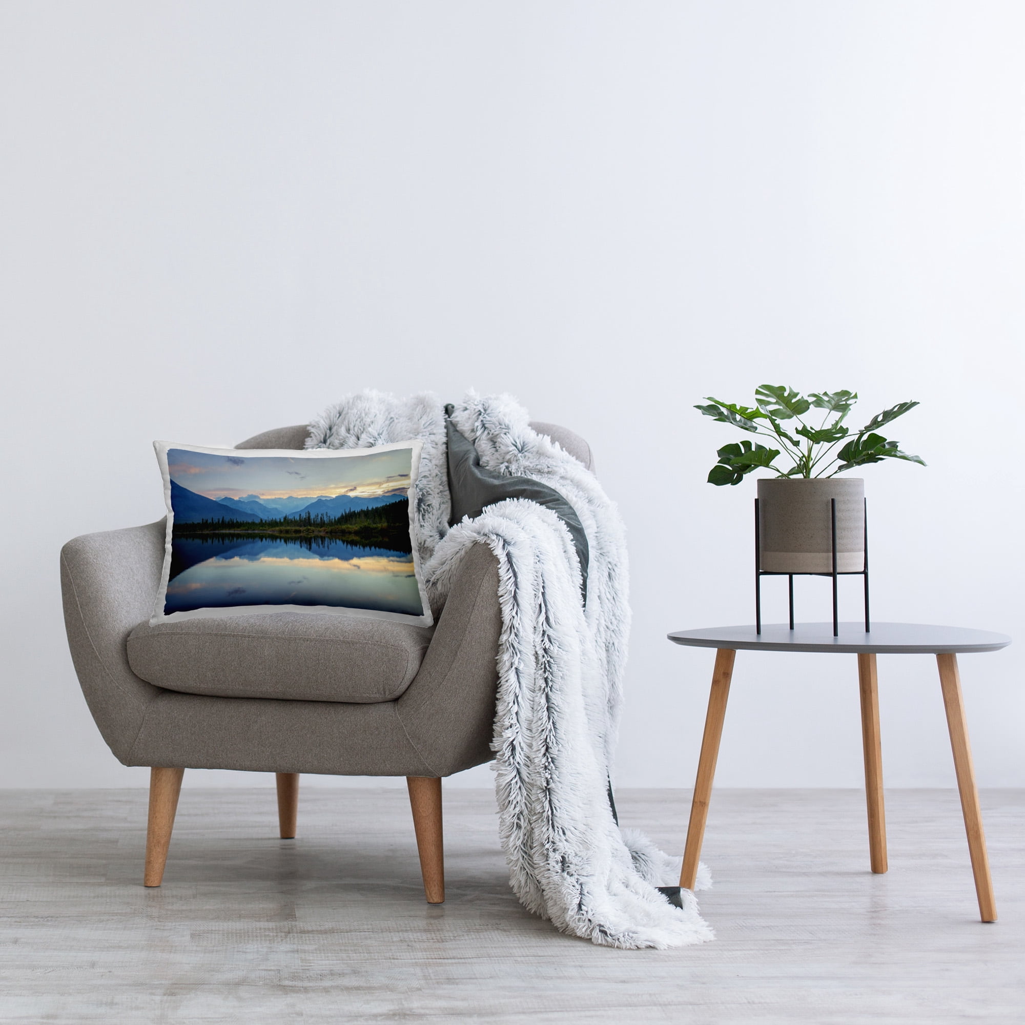 Stupell Industries Blue Mountain Reflection Decorative Printed Throw Pillow Design by Margaret Clavell