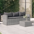 thumbnail image 1 of vidaXL 3-Seater Garden Sofa with Cushions Grey Poly Rattan, 1 of 5