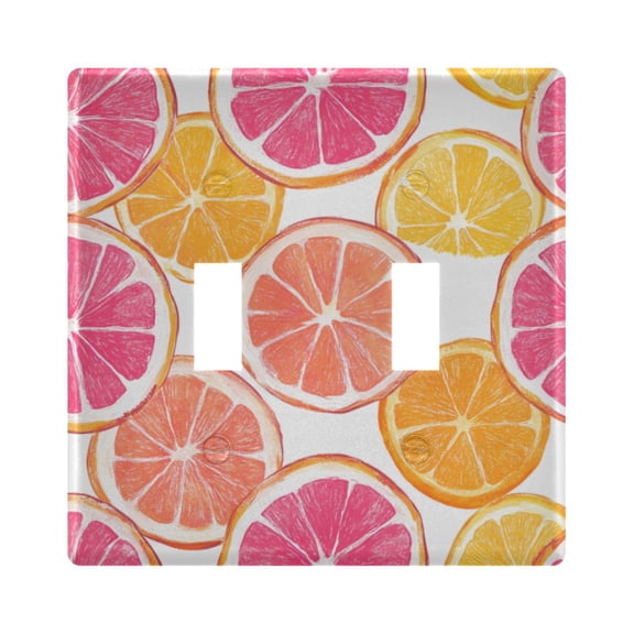 Yayeee Toggle Light Switch Wall Plate 2-Gang 4.56"x4.48" Decorative Outlet Cover, Orange Grapefruit Slices