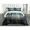 thumbnail image 3 of Ambesonne City Quilted Bedspread Set 3 Pcs, New York at Night Scenery, King Size, Black and Dark Blue, 3 of 5
