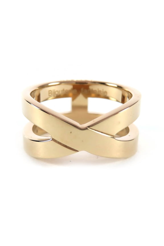Pre-Owned HERMES Ruban BIJOUTERIE FANTAISIE H-motif scarf ring, gold, women's. Highly...