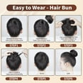 thumbnail image 5 of Messy Bun Hair Piece Human Hair Wavy Stretchy Jet Black 100% Real Human Hair Scrunchies Hair Bun Donut Elegant Chignon with Elastic Rubber Band Human Hair Tousled Updo Extension, 5 of 6