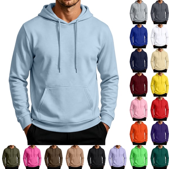 Sorvello Men's Hoodies Pullover Lightweight Baggy Fleece Oversized Fall Sweatshirt Long Sleeve Plain,Comfort Big and Tall,Cotton Travel Hoodie,with Pockets Army Green L