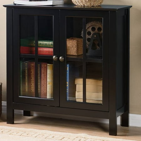 os home and office black glass door accent and display cabinet