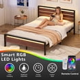 thumbnail image 4 of Zimtown Queen Platform Bed Frame with 12-Inch Under-Bed Storage, LED Lighted Headboard & Footboard, Modern Apartment Bedroom,Rustic Red Brown, 4 of 10