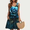 thumbnail image 1 of LOVZFMLL Robes Femmes Tendance Mode Imprimé Floral Sans Manches Col Rond Jupe Longueur Genou, 1 of 5