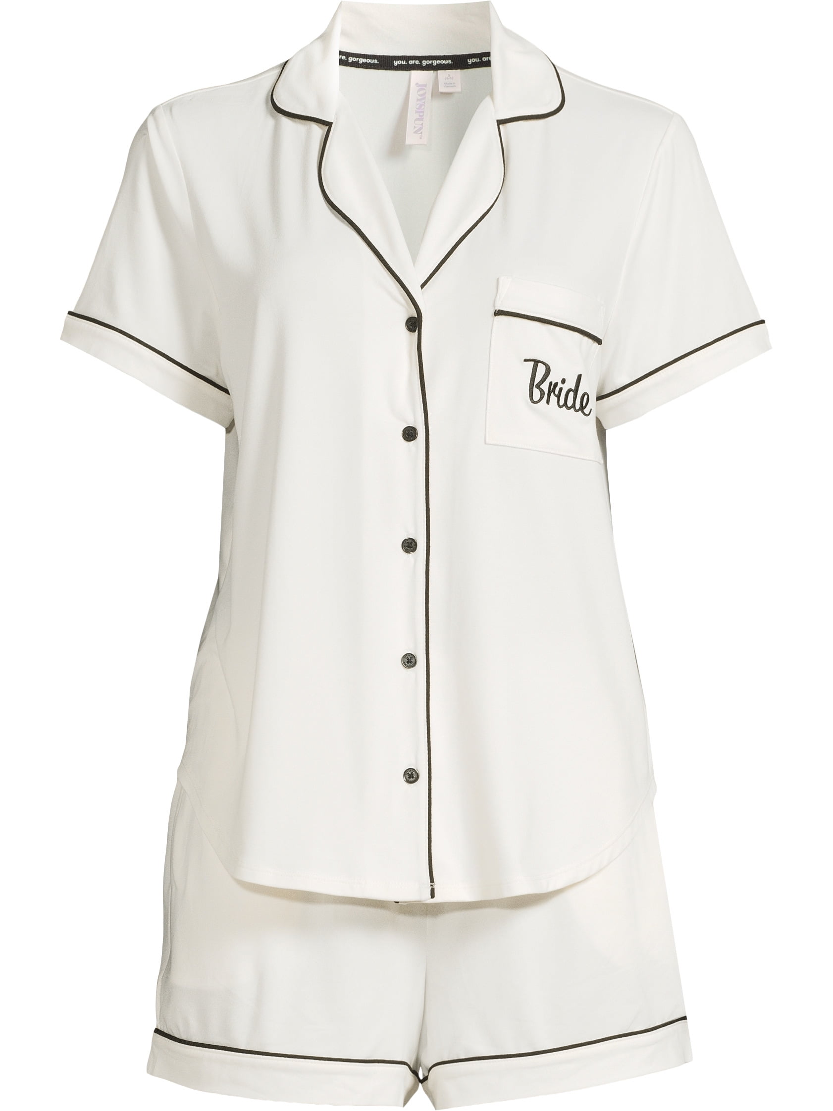 Joyspun Women's Dreamy Soft Collection Notch Collar Top and Shorts Pajama Set, 2-Piece, Sizes XS-3X