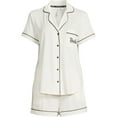 thumbnail image 4 of Joyspun Women's Dreamy Soft Collection Notch Collar Top and Shorts Pajama Set, 2-Piece, Sizes XS-3X, 4 of 6