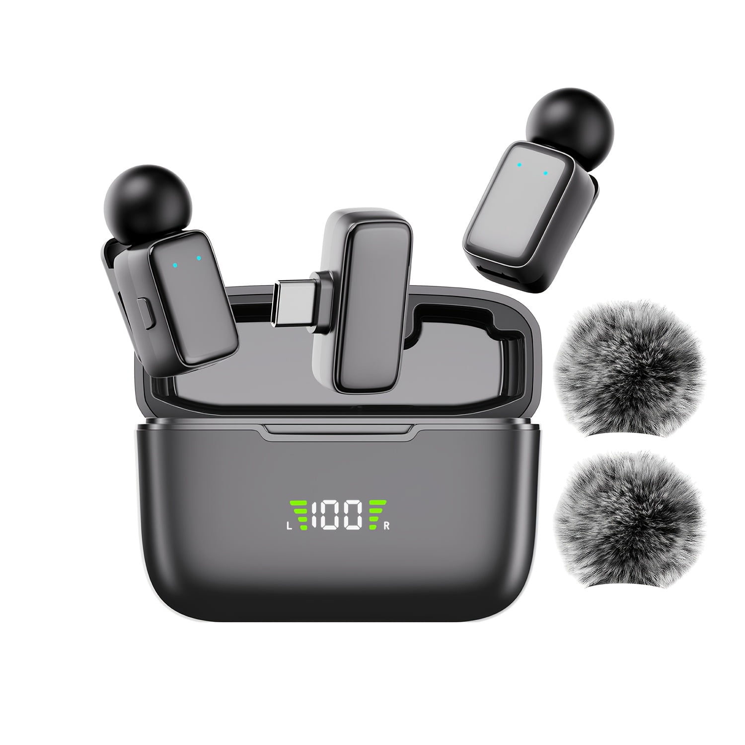 Wireless Clip-On Mini Microphone with Charging Case - Portable Lavalier Mic for Vlogging, Streaming, Podcasts & Meetings