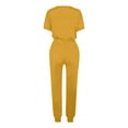 thumbnail image 5 of Scyoekwg Womens 2 Piece Outfits Casual Tracksuit Loose Sweatsuits Sets Solid Color Short Sleeve Round Neck Drawstring Tops Jogger Pants Casual Trendy Outfits (Yellow,M), 5 of 5