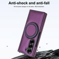thumbnail image 5 of ELEHOLD For Samsung Galaxy Z Fold 5 Case, Faux Leather Shock-Absorbent Magnetic Ring Kickstand Anti-Scratch Protective Case Cover with Screen Protector Included, Darkpurple, 5 of 8