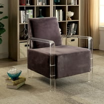 Fall Upholstered Fabric Accent Chair, Gray and Clear