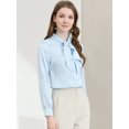 thumbnail image 2 of INSPIRE CHIC Camisas Abotonadas Para Mujer Blusa De Satén Con Cuello Anudado Tops Casuales De Negocios Azul claro S, 2 of 6