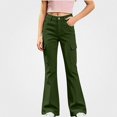 thumbnail image 2 of WAVSUF Girls School Flare Pants Soft Comfort Elastic Waist with Pockets Fall Casual Uniform Pants Green 14-16, 2 of 9