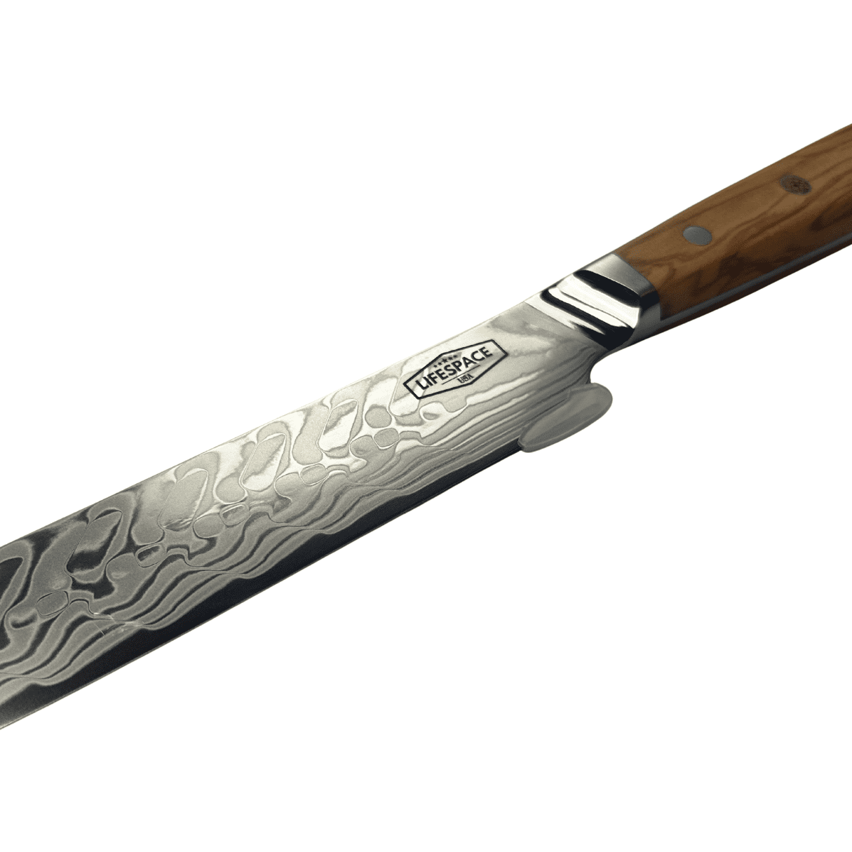 Lifespace Luxury 12" Olive Wood Handle Full Tang Damascus Blade Slaughter Chef Knife