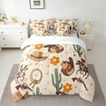 thumbnail image 3 of Manfei Rustic Horse Animal 7 Pieces Bedding Comforter Set, Western Cowgirl Cowboy Full Bedding Set, Tribal Cactus Plant Reversible Fitted Sheet Flat Sheet, Microfiber Bedroom Decor, 3 of 8