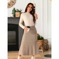 thumbnail image 5 of DARING DIVA Women's A-Line Skirts Stretchy Sweater Midi Skirt S Brown, 5 of 8