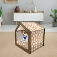 thumbnail image 3 of Peach Pet House, Pattern with Silhouette Peaches Tasty Delicious Snacks Theme Illustration, Outdoor & Indoor Portable Dog Kennel with Pillow and Cover, 5 Sizes, Pale Orange and White, by Ambesonne, 3 of 5