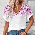 thumbnail image 5 of YOIAVAIOY Women's V Neck Short Sleeve T Shirts Lightweight Floral Printed Blouses Summer Casual Loose Dressy Outfits Multicolor M, 5 of 7