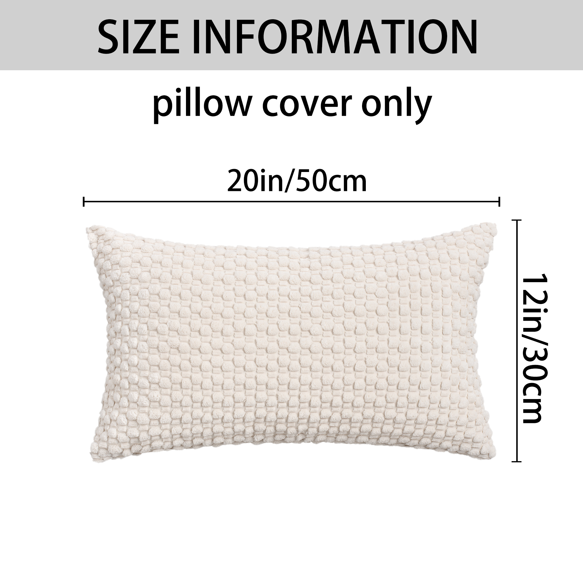 Unique Bargains Corduroy Throw Pillow Covers Set of 2 White 20" x 12"