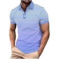 thumbnail image 2 of VgaVtl Summer Mens Polo Shirt Big and Tall Short Sleeve Casual Striped Tee Shirts for Men Collared Vacation Button, 2 of 5