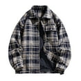 thumbnail image 2 of Tawop Coats for Men Long Sleeve Hoodless Casual Plaid Fall Jackets for Men,Black,L, 2 of 4