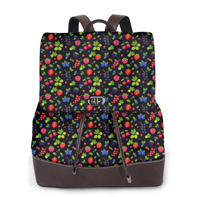 Disketp Berries Mochila de Cuero para Mujer, Bolso de Espalda Antirrobo con Estilo para Viaje, Trabajo y Uso Diario