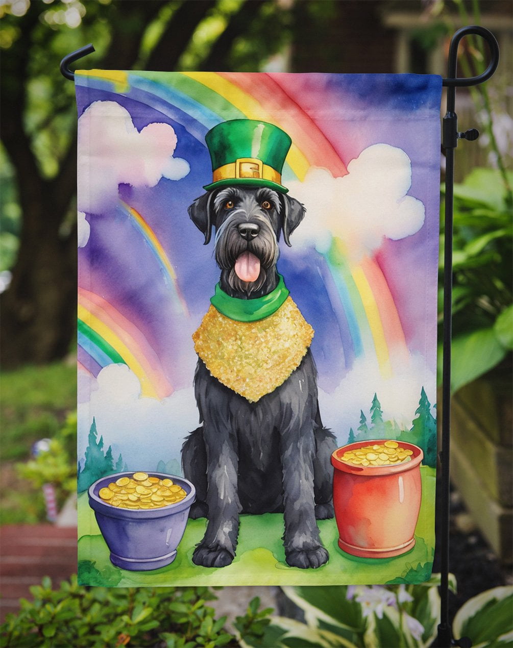 Giant Schnauzer St Patrick's Day Garden Flag 11.25 in x 15.5 in