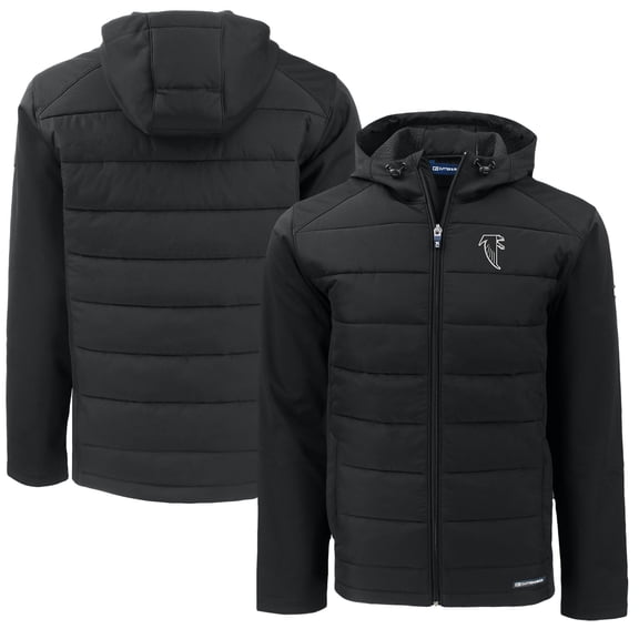 Men's Cutter & Buck Black Atlanta Falcons Throwback Big & Tall Evoke Hybrid Eco Softshell Recycled Full-Zip Jacket