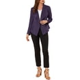 thumbnail image 2 of INSPIRE CHIC Women's Faux Suede Drape Blazer Collar Long Sleeves Open Front Jacket XS Purple, 2 of 7