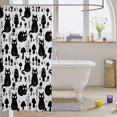 thumbnail image 3 of Manfei Spooky Black Cat Shower Curtain 72Wx84L, Wildflower Mushroom Bathroom Shower Curtain, Black Gray, 3 of 5