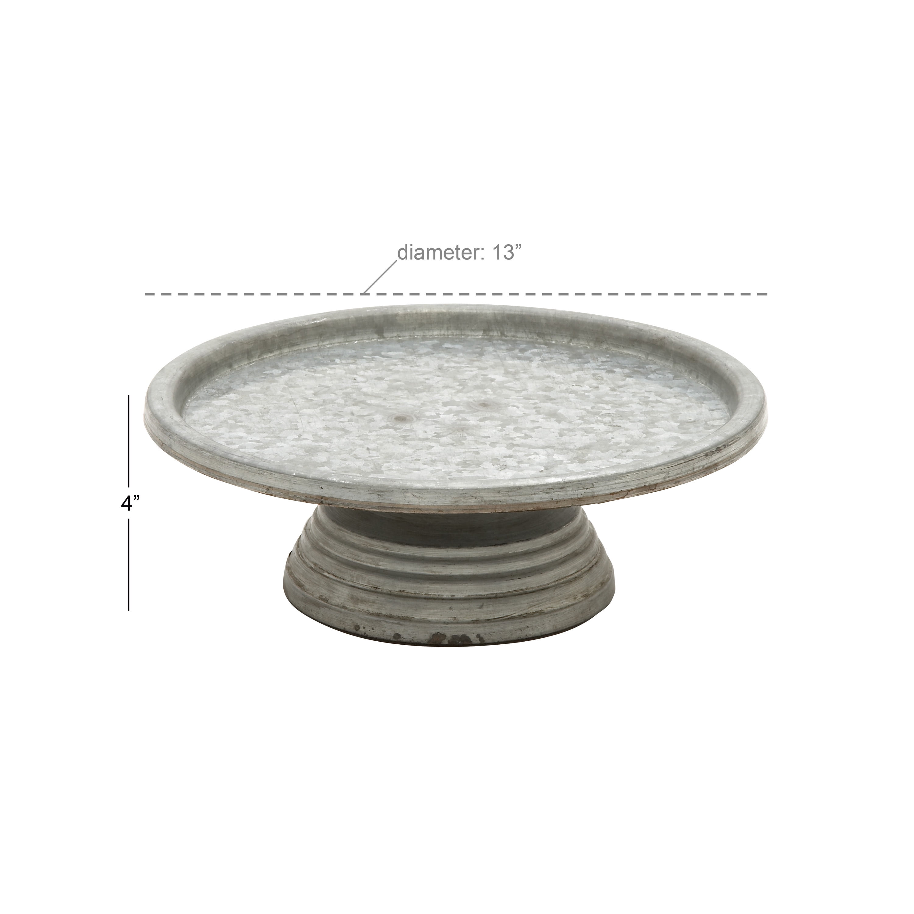 DecMode 13" x 4" Gray Metal Galvanized Decorative Stand, 1-Piece