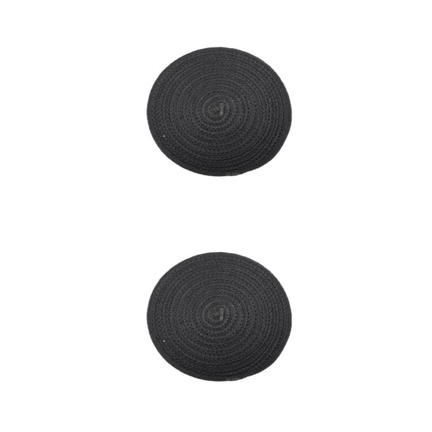 Kearding Woven Coaster Household Rounded Weaving Craft Desk Tableware Pad Thick Cup Drink Coasters Mat Rope Cotton Table for Home Bar Negro luz 2Conjunto