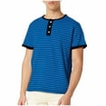 thumbnail image 2 of Tops para hombre, blusas y camisas de manga corta con cuello redondo para hombre, blusas casuales de moda para hombre con cuello redondo, medio botón, manga corta, blusas de poliéster para hombre, 2 of 7