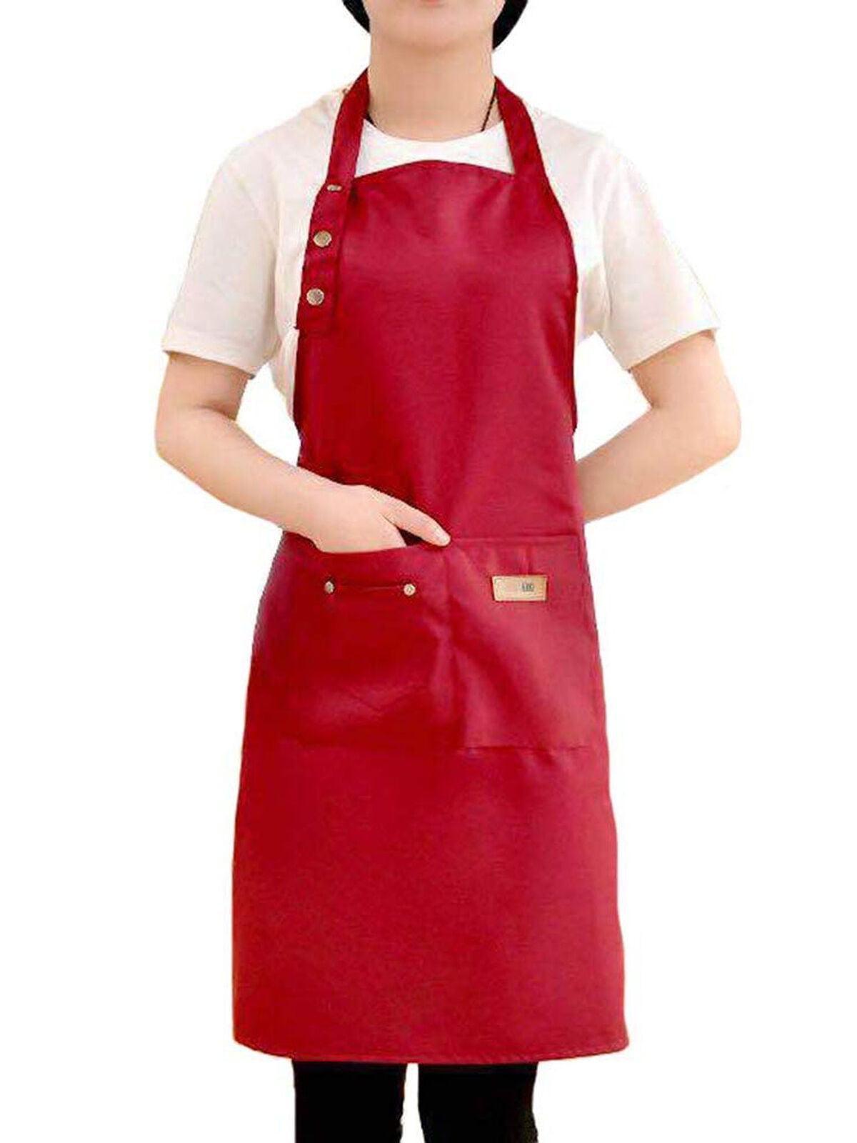 Fashion Men Women Solid Cooking Kitchen Restaurant Bib Apron Dress with Pocket