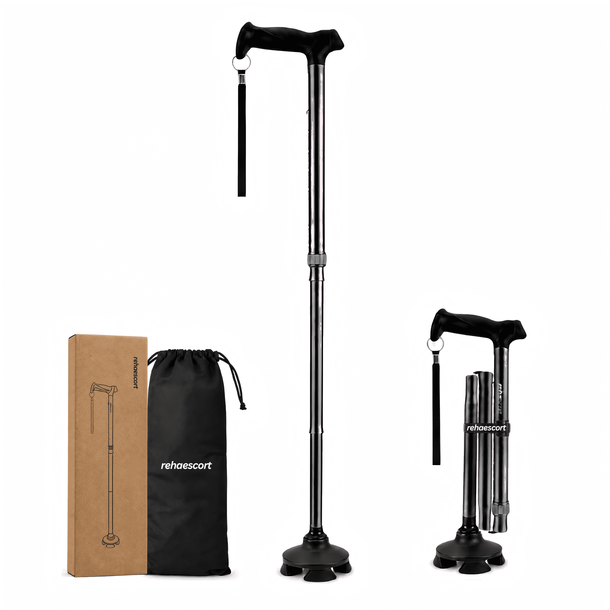 Rehaescort Folding Walking Cane for Women & Men,Adjustable,Lightweight,Ergonomic Grip