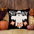 thumbnail image 4 of Halloween Spooky Pillow Cases Cotton Linen Black White Spider Web Lovely Ghost Orange Boo Throw Pillow Covers 18x18 Inch Halloween Quotes Words Home Pillows Cushion Cover, SY-125, 4 of 6