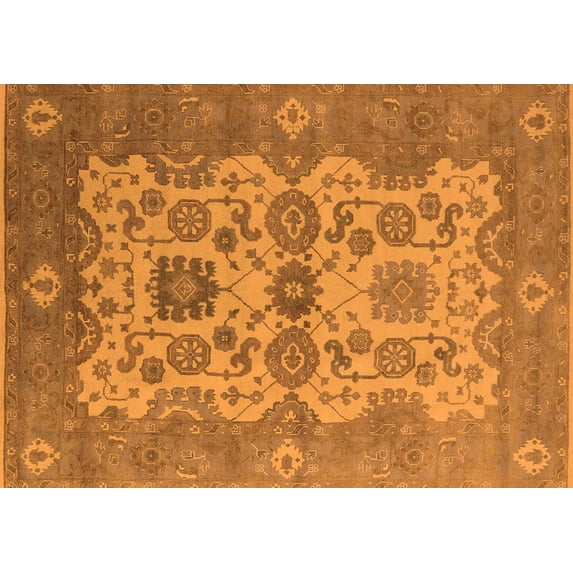 Ahgly Company Indoor Rectangle Oriental Orange Industrial Area Rugs, 8' x 12'