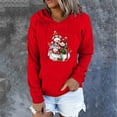 thumbnail image 2 of IROINNID Women's Long Sleeve Hoodie Mid-Length Print Stylish Fall Winter Festival Crop Workout Sweatshirt Tops Pullover, Red, 2 of 5