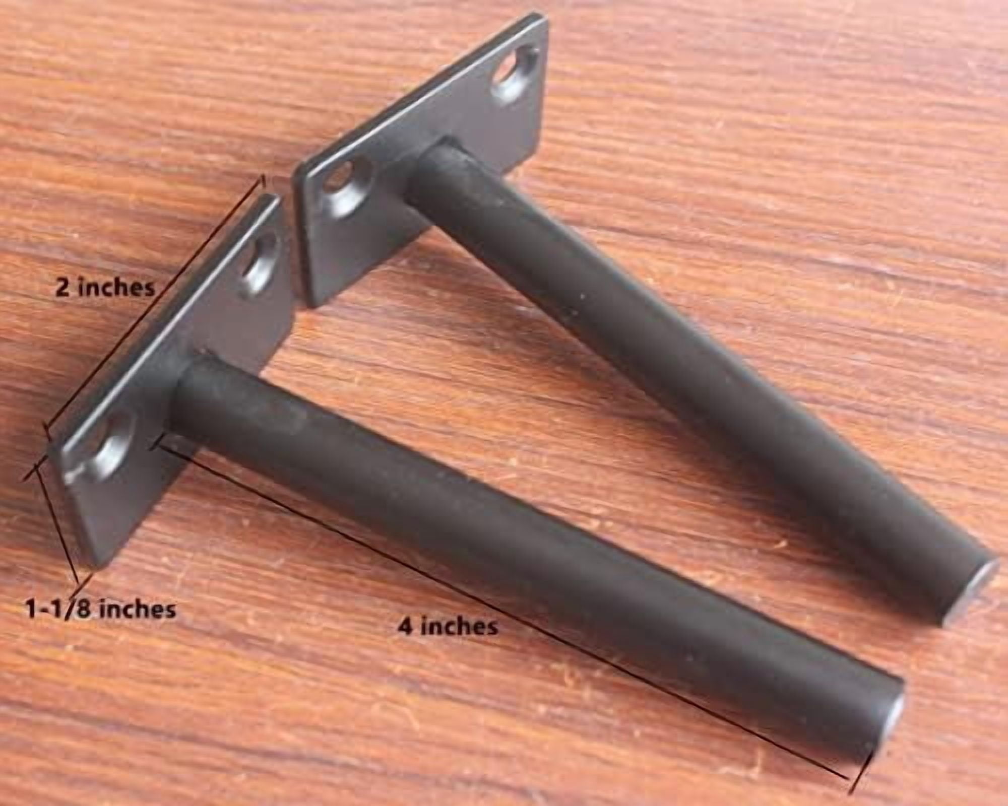 8 Pcs 4" Black Solid Steel Floating Shelf Bracket Blind Shelf Supports - Hidden Brackets for Floating Wood Shelves - Concealed Blind Shelf Support – Screws and Wall Plugs Included